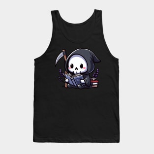 Cute Reaper Reading Books Tank Top